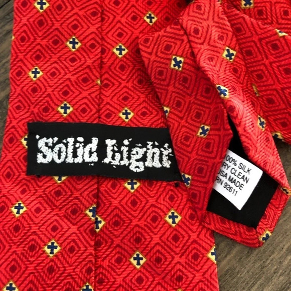 Solid Light Mens 100% Silk Christian Cross Necktie Tie Red Faith Church Pastor - Picture 3 of 3